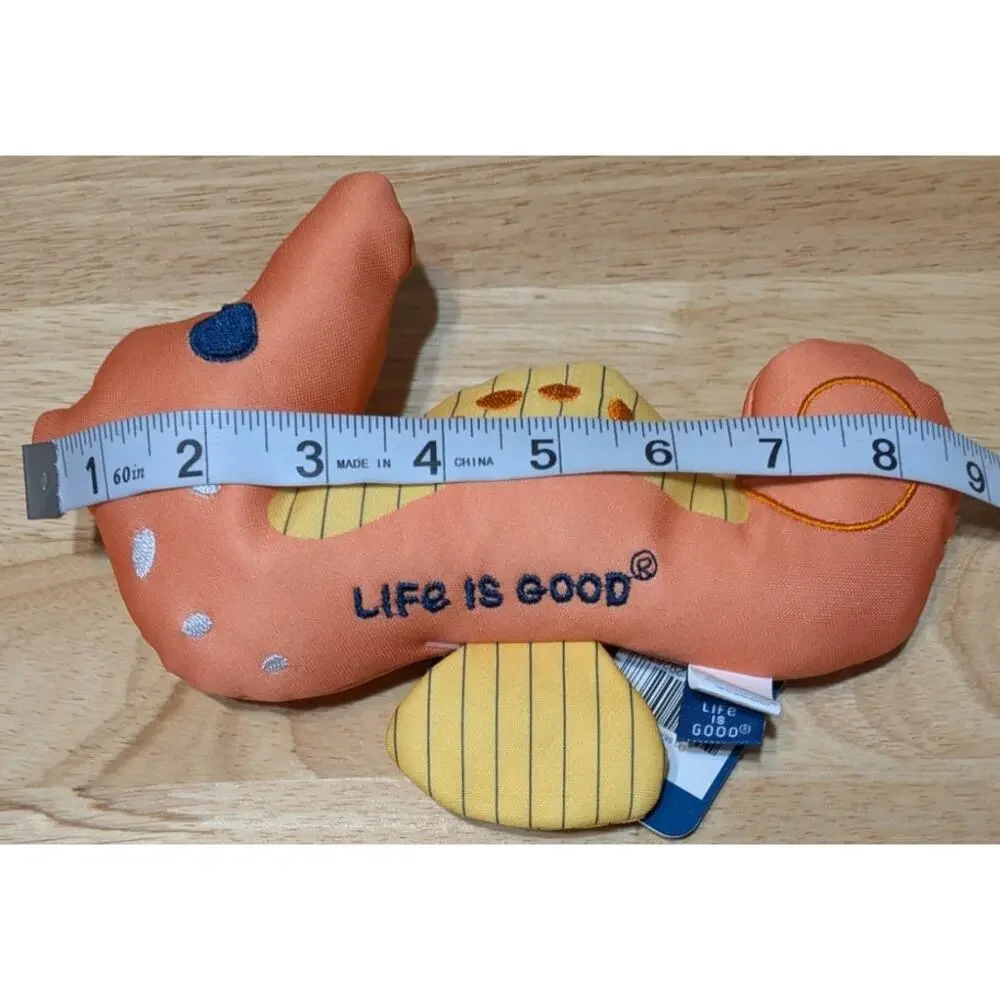 Life Is Good Dog Toy Floating Seahorse with Squeaker Orange & Yellow Squeaks